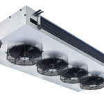 Model # EVTWC210     Center Mount unit coolers are made for walk-in coolers where space is tight up top — perfect for beer caves. They sit flush against the ceiling, giving you more room for storage. Thanks to their unique defrost system, they help keep temperatures steady, cut down on energy costs, and reduce food waste. These coolers also push air in two directions for even cooling, are easy to service, work with different refrigerants.     Standard Features     Extra low height — Mounts flush to ceiling  Two-way air flow for even air circulation and consistent temperature High efficiency fan guard design and deep draw venturi provide optimal air flow Sloped housing for efficient condensate draining Unique design allows for service in confined spaces    Note: Expansion valve and solenoid valve are not included.   Specifications British thermal unit (Btu/H): 21,000 Cubic Foot per Minute ( CFM ): 2,800 Quantity, Fan Motors: 4 Length ( inches ): 77 Width ( inches ): 32 Height ( inches ): 8  SUCTION TUBE: 7/8", CONNECT TO EXPAN.VALVE: 1/2"