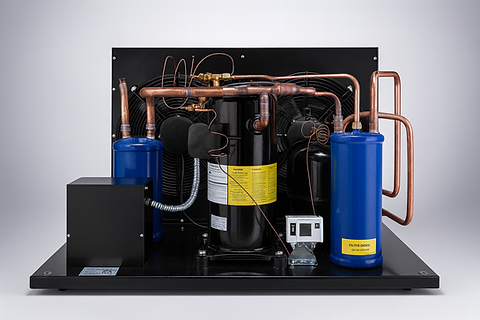 6f1b5b_1d42c10823ae48cbae1da8e8d76dbdcfmv2-1.png Indoor QTYF45E7G-Q100 Scroll Low Temp Condensing Unit 7 HP, 3 Phase, R404A - Image 1