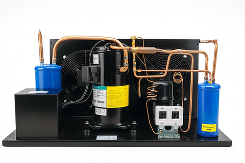 6f1b5b_479a6706aea3497c81641b075a3c5bf1mv2-1.png Indoor QTYM86E7G-Q100 Scroll Med Temp Condensing Unit 5HP, R404A 3PH/220 - Image 1